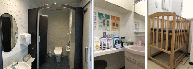 車椅子兼用トイレ、パウダールーム、授乳室の写真
